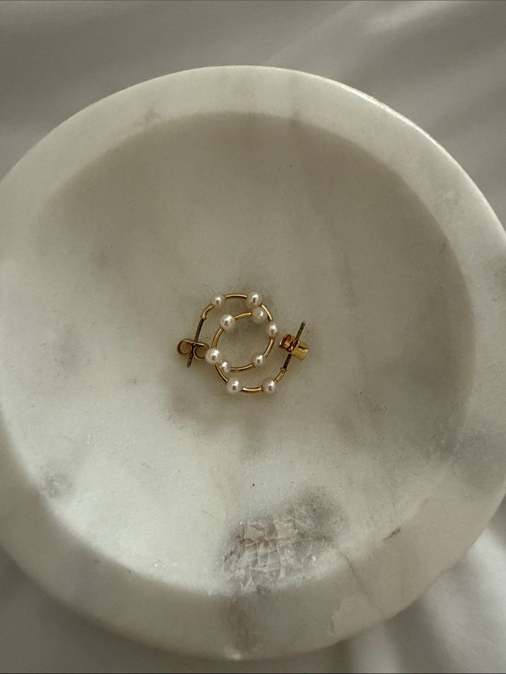 Gold Pearl Beaded Hoop Earrings - Women's Jewelry